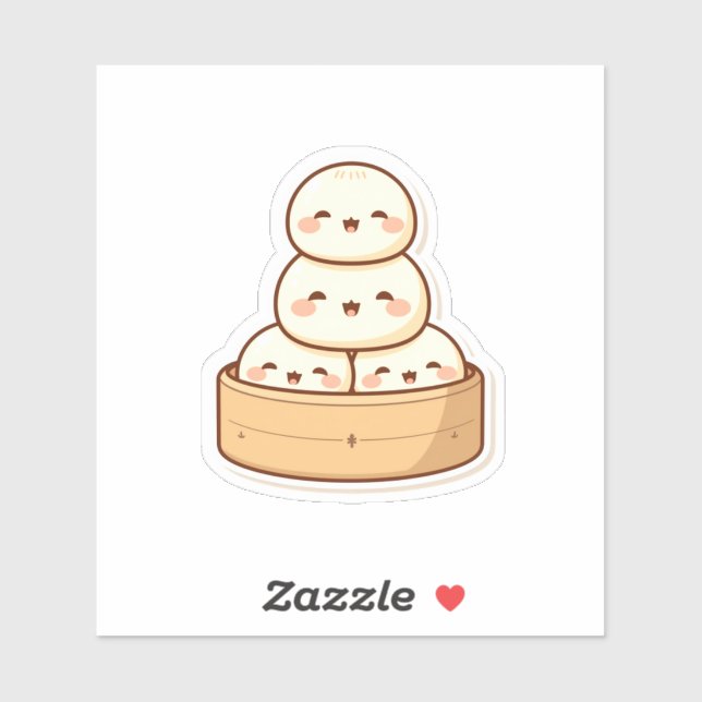 Kawaii Dim Sum Bambusdämpferklöße Aufkleber (Blatt)