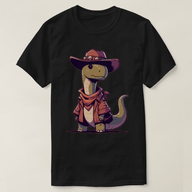 Kawaii dinosaur Brontosaurus Cowboy T-Shirt (Design vorne)