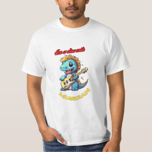 Kawaii Dinosaur Gitarre spielen T-Shirt