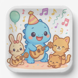 Kawaii Dinosaur Kids Party Design - Niedliches Din Pappteller