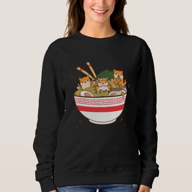Kawaii dogs eating Ramen Sweatshirt (Vorderseite)