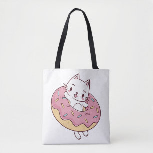 Kawaii Donut Cat Tote Bag - Niedlicher Cartoon Kit