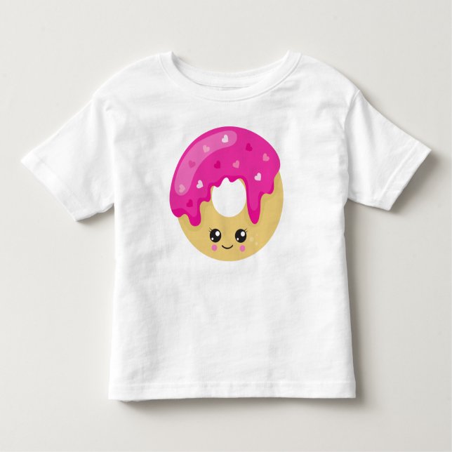 Kawaii Donut, Rosa Donut, Doughnut, Icing, Herz Kleinkind T-shirt (Vorderseite)