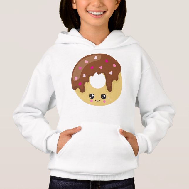 Kawaii Donut, SchokoladenDonut, Doughnut, Herz Hoodie (Vorderseite)