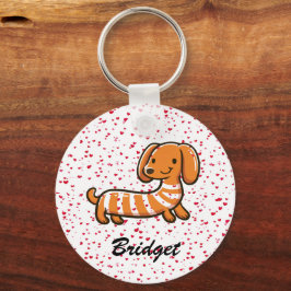 Kawaii doppelseitiger personalisierter Dachshund Schlüsselanhänger