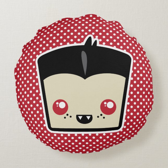 Kawaii Dracula Round Pillow Rundes Kissen (Rückseite)