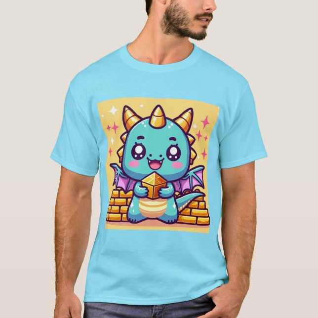 Kawaii Dragon mit Gold! T-Shirt (Vorderseite)