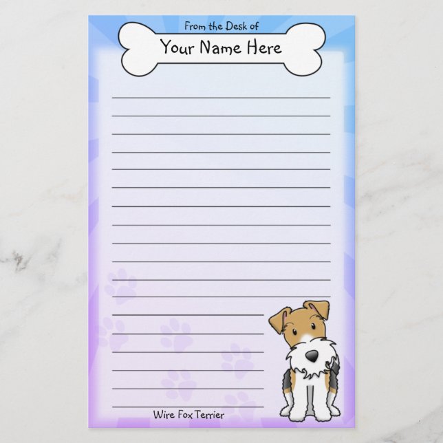 Kawaii Draht-Foxterrier-Briefpapier Briefpapier (Vorderseite)