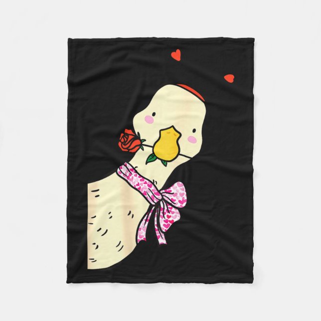Kawaii Duck Rose Heart Bow Valentine Day Cute Anim Fleecedecke (Vorderseite)