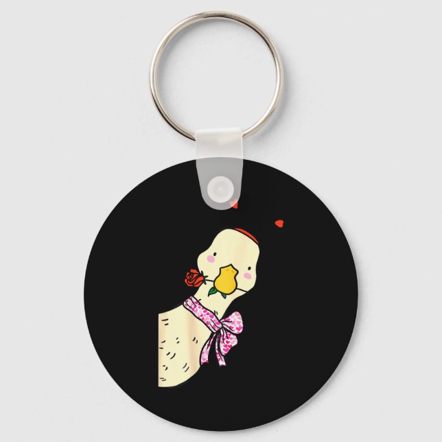 Kawaii Duck Rose Heart Bow Valentine Day Cute Anim Schlüsselanhänger (Vorderseite)