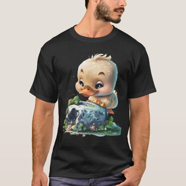 Kawaii Duckling küsst den Blarney Stone T-Shirt (Vorderseite)
