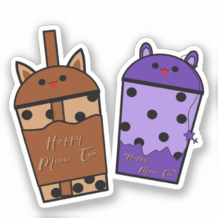 Kawaii Duo Meow Tea Vinyl Aufkleber