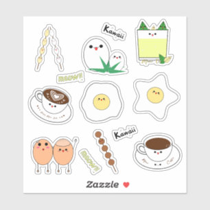 Kawaii Eggs & Coffee Aufkleber