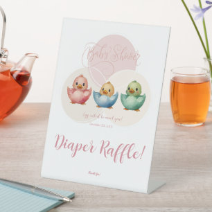 Kawaii Eier Vögel Pastellfarben Babydusche Windeln Sockelschild