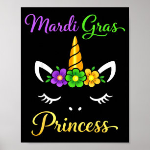 Kawaii Einhorn Mardi Gras Prinzessin Einhorn Fett Poster