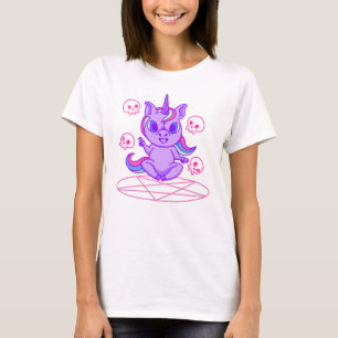 Kawaii-Einhorn-Pentagramm-Schädel T-Shirt