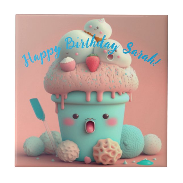 Kawaii-Eis Fliese (Vorderseite)