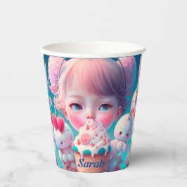 Kawaii-Eis-Girl-Untersetzer Pappbecher