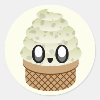 Kawaii-Eis-Kekse und -Sahne Runder Aufkleber