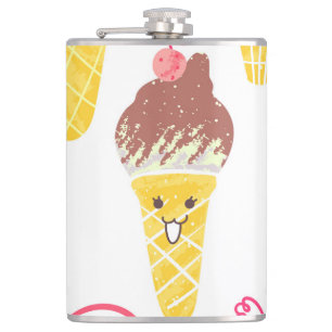 Kawaii Eis, niedlich, nahtlos. Flachmann