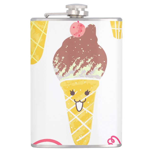 Kawaii Eis, niedlich, nahtlos. Flachmann (Vorderseite)