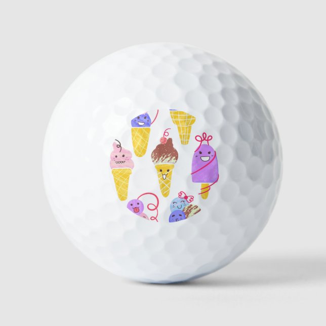 Kawaii Eis, niedlich, nahtlos. Golfball (Vorderseite)