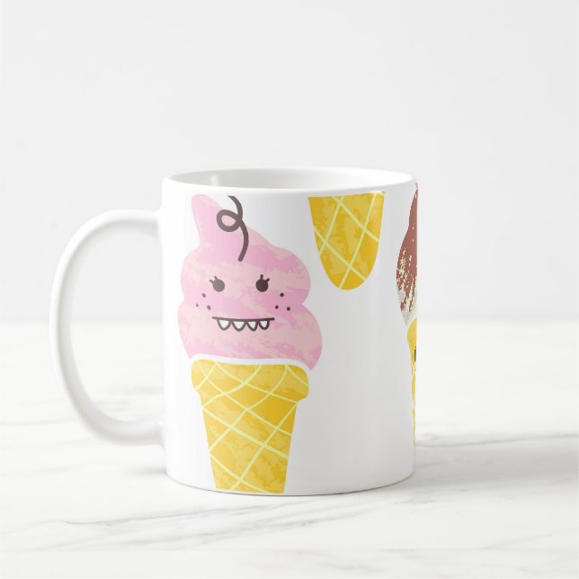 Kawaii Eis, niedlich, nahtlos. Kaffeetasse (Links)