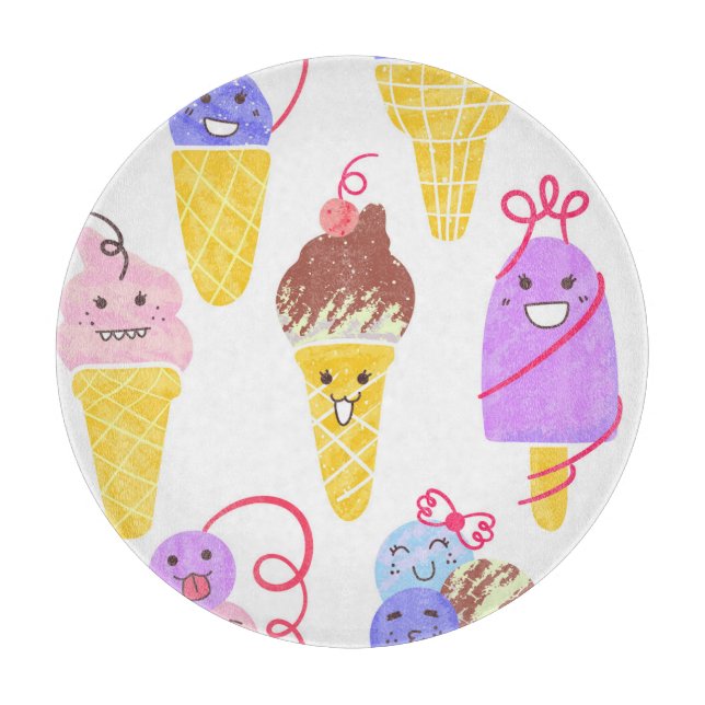 Kawaii Eis, niedlich, nahtlos. Schneidebrett (Vorderseite)