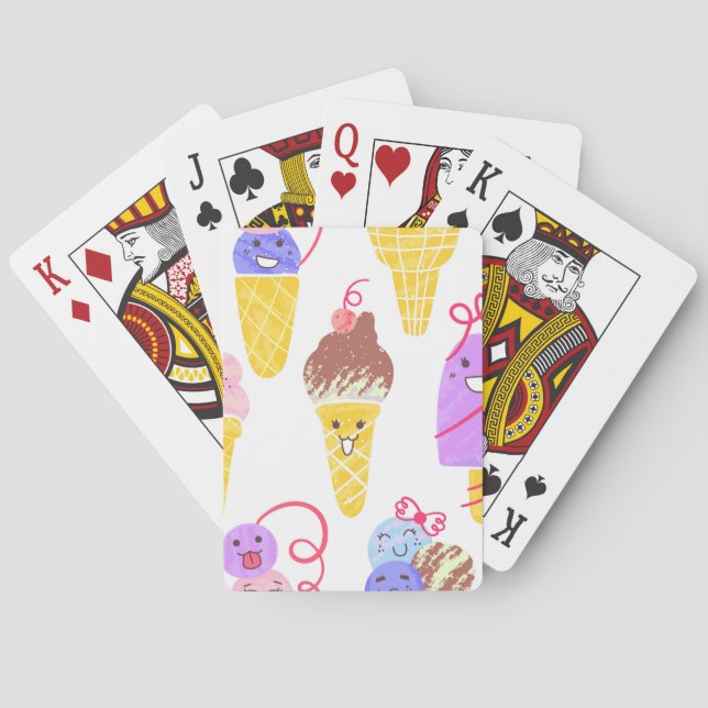 Kawaii Eis, niedlich, nahtlos. Spielkarten (Rückseite)