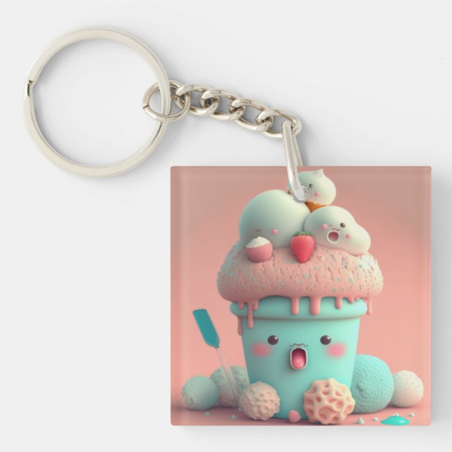 Kawaii-Eis Schlüsselanhänger (Vorderseite)