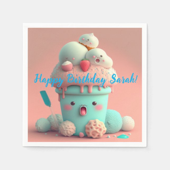 Kawaii-Eis Serviette (Vorderseite)