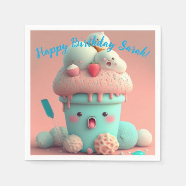 Kawaii-Eis Serviette (Vorderseite)