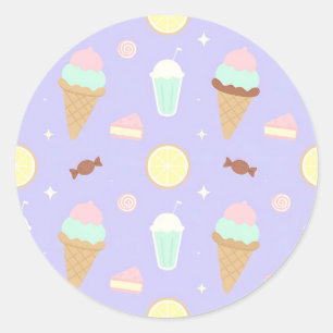 Kawaii-Eis-Süßigkeiten-Muster Runder Aufkleber