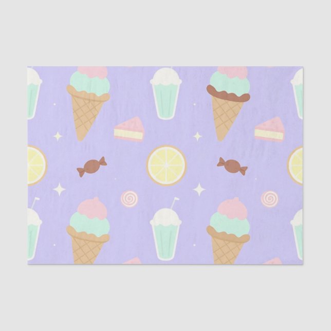 Kawaii-Eis-Süßigkeiten-Muster Seidenpapier (Vorderseite)