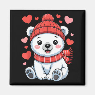 Kawaii Eisbär Valentinstag Herzen Schal Bean Magnet