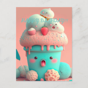 Kawaii-Eisbecher Postkarte