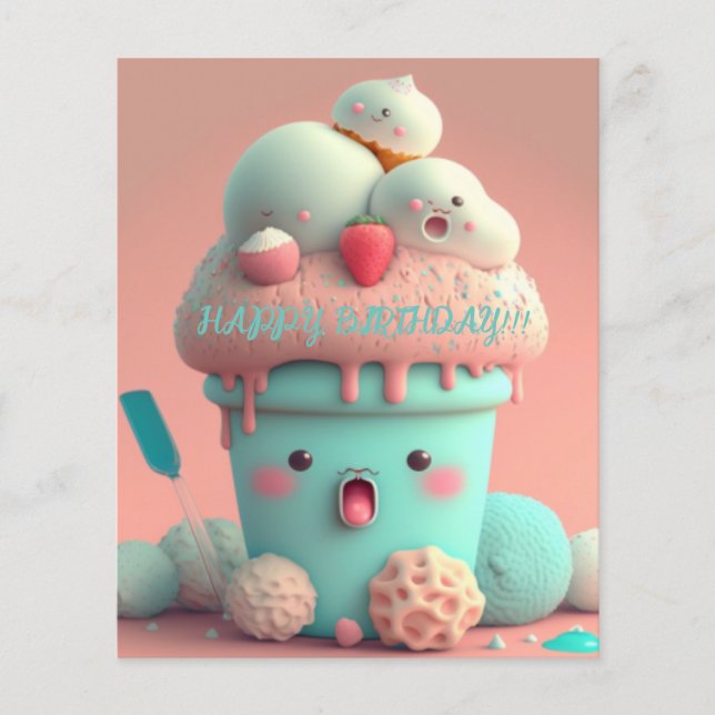 Kawaii Eisbecherkarte (Vorderseite)