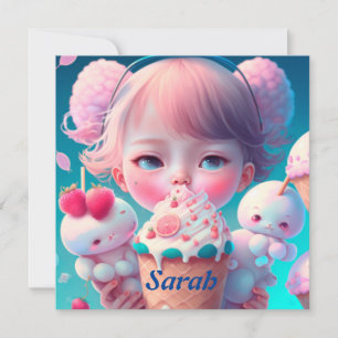 Kawaii-Eiscreme-Mädchen  Karte