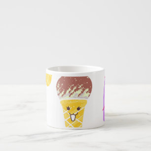 Kawaii-Eiscreme, süß, nahtloses Muster. Espressotasse