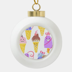 Kawaii-Eiscreme, süß, nahtloses Muster. Keramik Kugel-Ornament