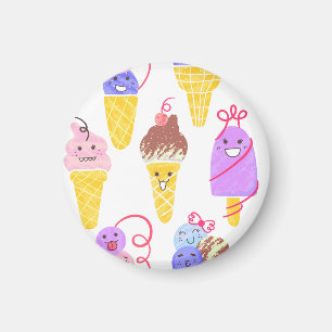 Kawaii-Eiscreme, süß, nahtloses Muster. Magnet