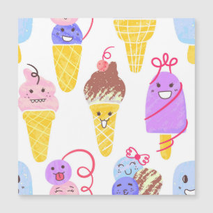 Kawaii-Eiscreme, süß, nahtloses Muster. Magnetkarte