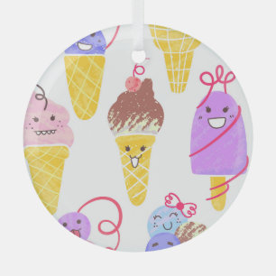 Kawaii-Eiscreme, süß, nahtloses Muster. Ornament Aus Glas