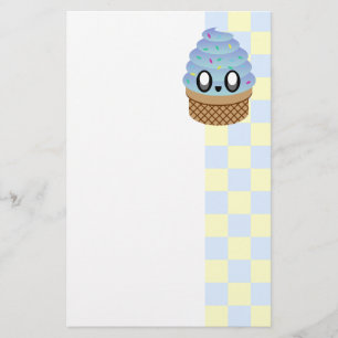 KAWAII EISCREME WAFFEL GLÜCKLICHER BLAUBEER SCHACH BRIEFPAPIER