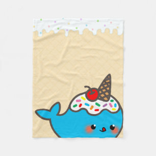 Kawaii Eiskrem Narwhal Fleecedecke