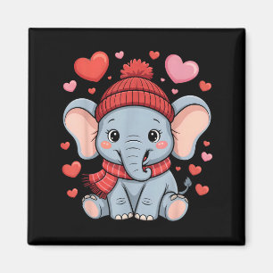 Kawaii-Elefant Valentinstag Herzen Winter-Schal Magnet
