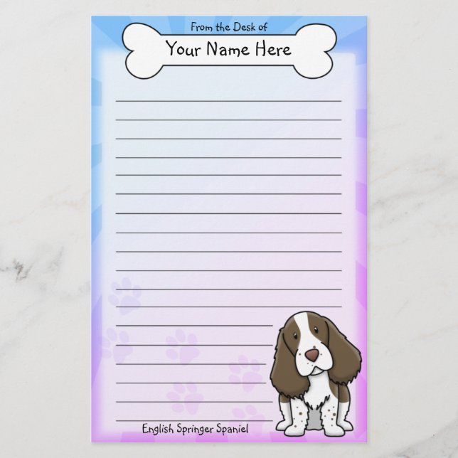 Kawaii englischer Springerspaniel-Briefpapier Briefpapier (Vorderseite)