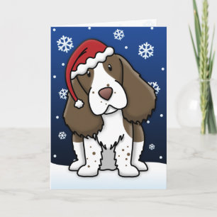 Kawaii englischer Springerspaniel-Weihnachtskarte Feiertagskarte