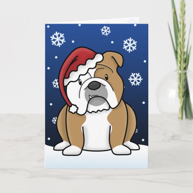 Kawaii English Bulldog Weihnachtskarte Feiertagskarte (Vorderseite)