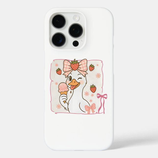 Kawaii Ente mit Erdbeereis Case-Mate iPhone Hülle (Rückseite)